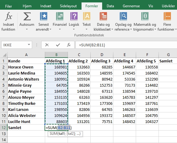 Autosum i Excel