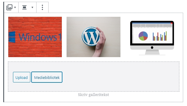 WordPress billeder side om side galleri