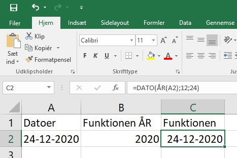 Excel funktion ÅR 